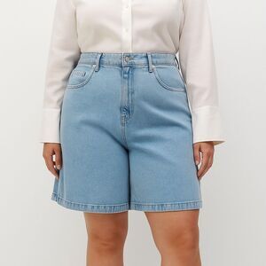 NWT Derek Lam 10 Crosby Dana Wide Leg Cooper Denim Shorts 34‎ Cotton Linen Blend